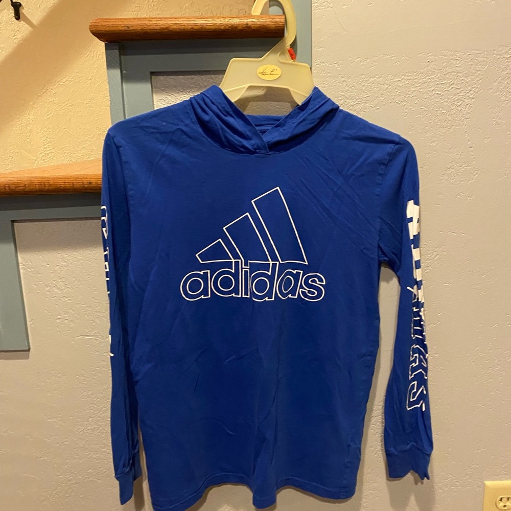 Boys adidas 10/12 long sleeve hooded tshirt